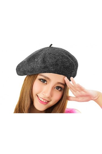 Béret Femme Casquette Plate Fille Bonnets Chaud en Laine Chapeau Hiver Classique Vintage Artiste Français Solide Couleur Chap
