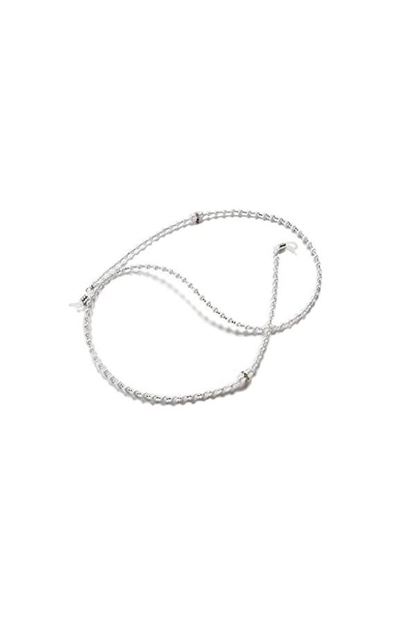 Chaîne de Lunettes de Perle Ronde en Argent Chaîne de Longe de Perle de Cristal de Vague de Bohème pour Lunettes Femmes Sangl