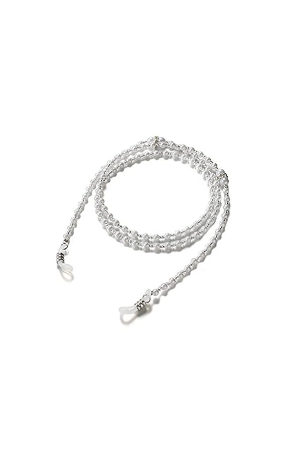 Chaîne de Lunettes de Perle Ronde en Argent Chaîne de Longe de Perle de Cristal de Vague de Bohème pour Lunettes Femmes Sangl