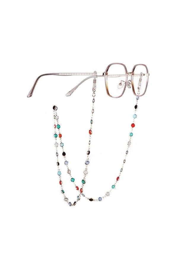 OQHAIR Chaîne de lunettes Lunettes de soleil Chaîne strass colorée Chaîne de lunettes de soleil D 75 cm 