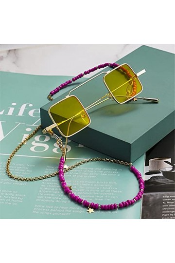 WJCCY Bohemian Bead Lunettes Chaînes Star Tassel Pendentif Tassel Pendentif Cuivre Lanière Chaîne Lunettes de soleil Tenir Sa