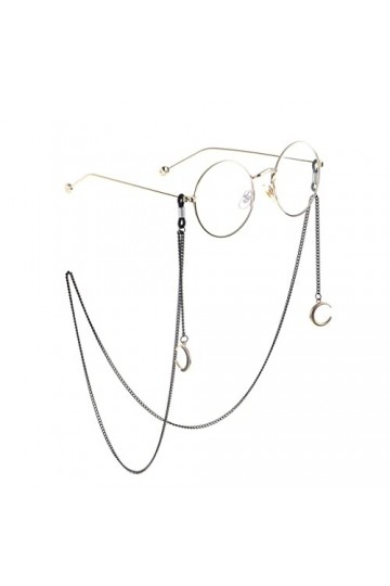 XOUVY Lunettes Chaîne Lunettes Corde Longe Mode Noir Lune Pendentif Chaîne Lunettes de Soleil avec Chaîne de Lunettes D Tall