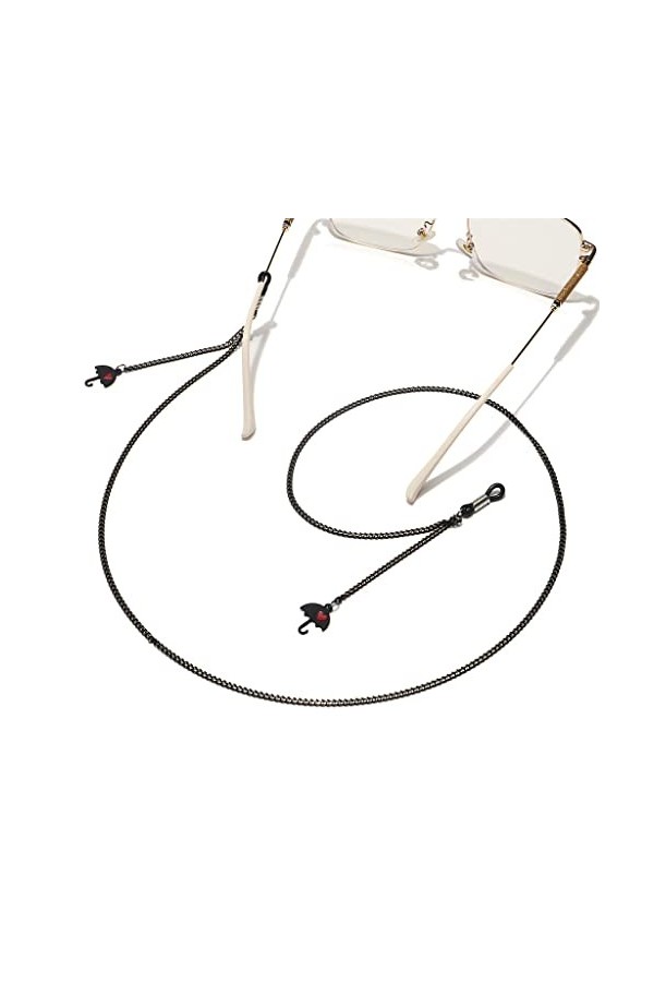 Générique Lunettes Corde Suspendue Cou Parapluie Noir Pendentif Chaîne Lunettes De Soleil avec Chaîne De Lunettes D Talla ?n
