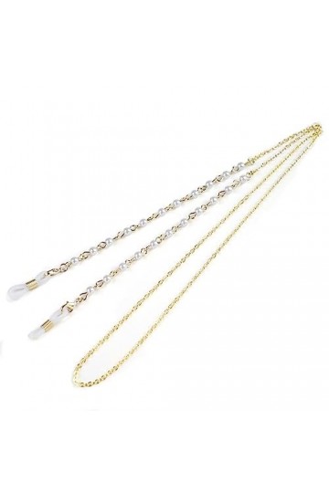 OQHAIR Imitation Perle Pendentif Double Suspendu Chaîne Décorative Lunettes De Soleil Cou Lunettes Chaîne Couleur : Argento,