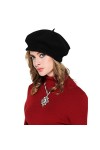 Béret Femme Casquette Plate Fille Bonnets Chaud en Laine Chapeau Hiver Classique Vintage Artiste Français Solide Couleur Chap