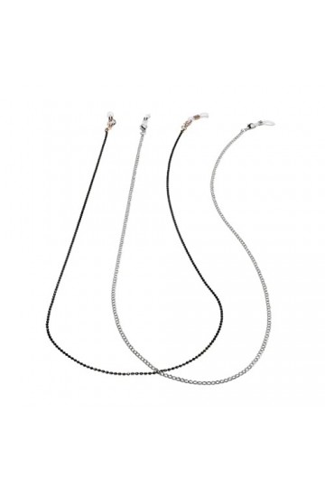 FSHGSA Ensemble Deux pièces Chaîne à Lunettes Chaîne à Billes en Or Noir Corde à Lunettes en Argent