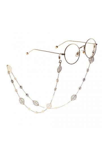 SDFGH Corde à lunettes Corde à lunettes en métal antidérapante Feuilles creuses Chaîne à main Chaîne à lunettes