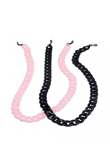 NXYDQ Lot De 2 Chaine à Lunettes Acrylique Noir Rose Corde à Lunettes