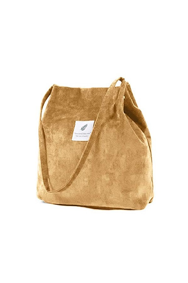 ZhengYue Sac Velours côtelé Dames Fille Lavable réutilisable Sac Transport Grand Sac à bandoulière Sac à Main Shopper pour éc