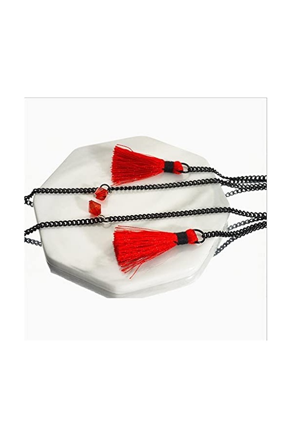 TKFDC Bohême Cordons de cristal à glands rouges Lecture Lunettes Chaîne Chaîne Femmes Sunglasses Accessoires Lanyard Hold Han