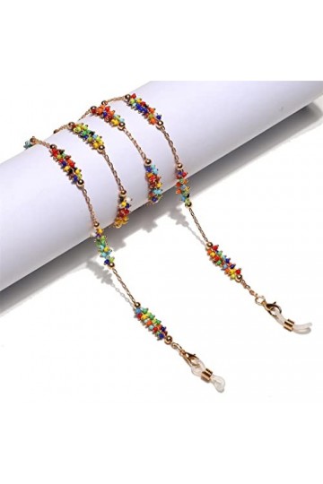 SUNMME Perles de Clip de chaîne à la Main de Mode Perles de Riz de Couleur mélangée Corde de Lunettes de chaîne de Lunettes