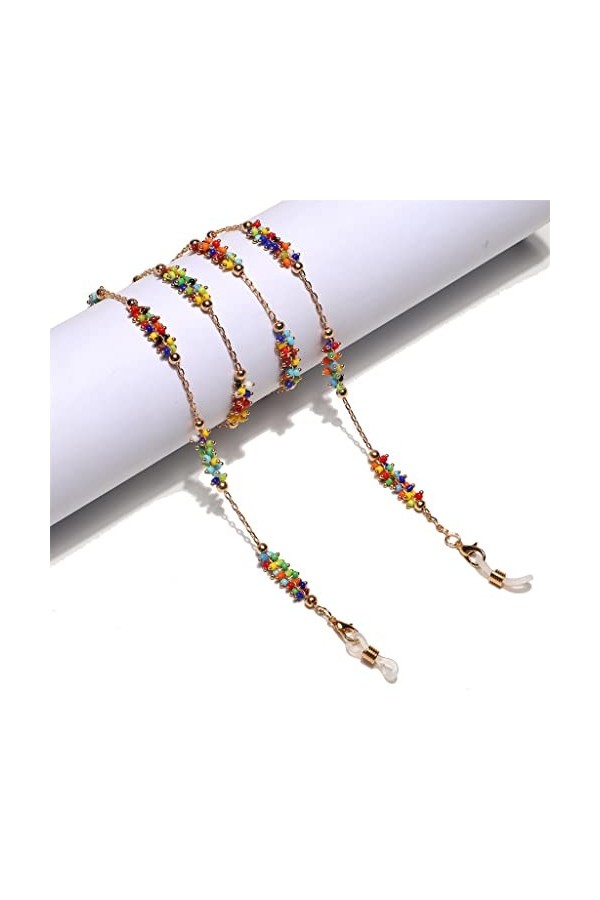 SUNMME Perles de Clip de chaîne à la Main de Mode Perles de Riz de Couleur mélangée Corde de Lunettes de chaîne de Lunettes