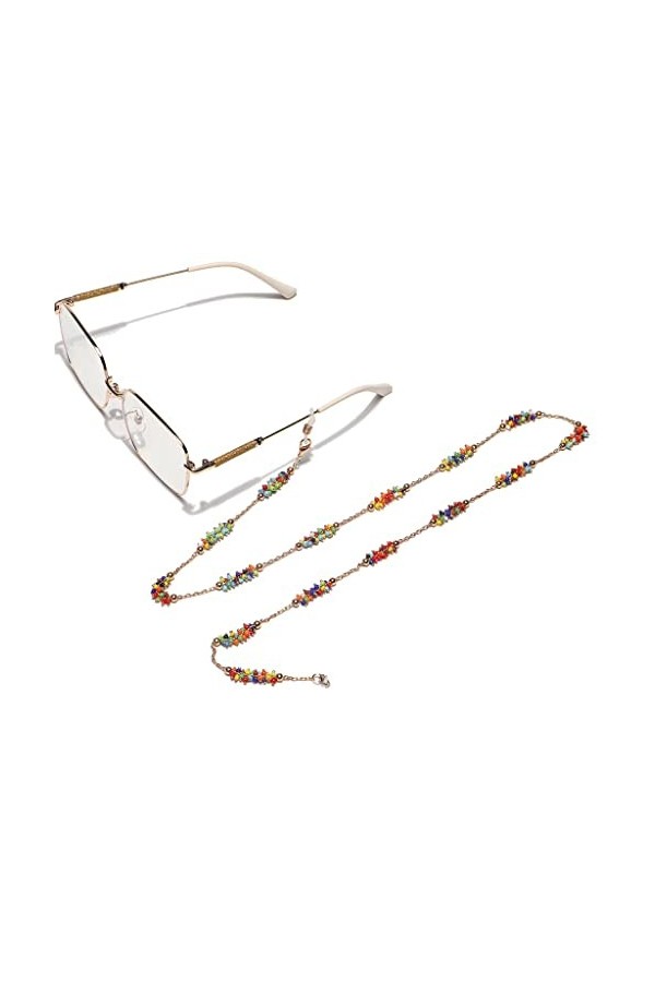 SUNMME Perles de Clip de chaîne à la Main de Mode Perles de Riz de Couleur mélangée Corde de Lunettes de chaîne de Lunettes
