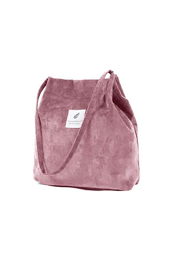 ZhengYue Sac Velours côtelé Dames Fille Lavable réutilisable Sac Transport Grand Sac à bandoulière Sac à Main Shopper pour éc
