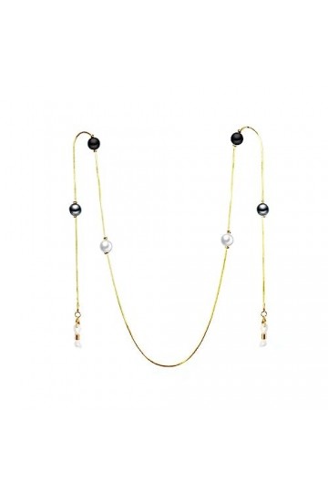 OQHAIR Lunettes de soleil Halter Chaîne Chaîne Perle Chaîne Lunettes Corde Accessoire Chaîne Couleur : Argento, Taille : 75C