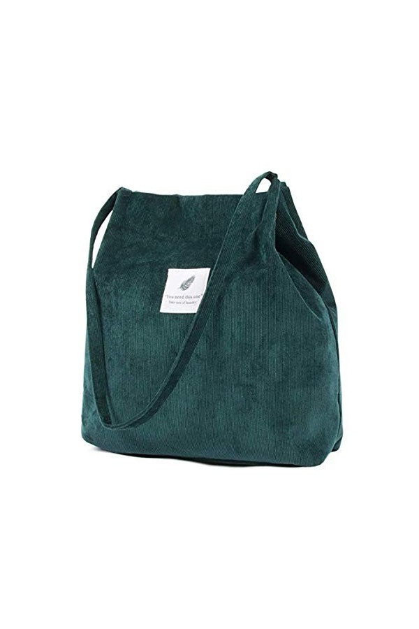 ZhengYue Sac Velours côtelé Dames Fille Lavable réutilisable Sac Transport Grand Sac à bandoulière Sac à Main Shopper pour éc