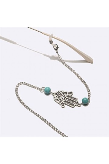 OITTO Fashion Palm Turquoise Silver Chain Lunettes Corde Chaîne de Lunettes en métal Anti-Perte