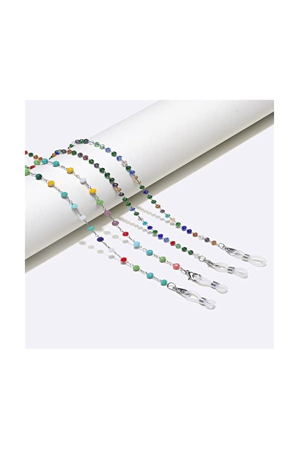 DOUBAO Ensemble Deux pièces chaîne de Lunettes en Acier Inoxydable Cristal Couleur Lunettes Corde