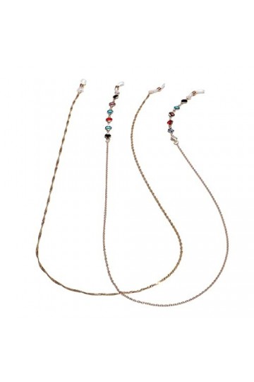 DOUBAO Ensemble Deux pièces chaîne de Lunettes Vague deau Verre coloré Or Lunettes Corde