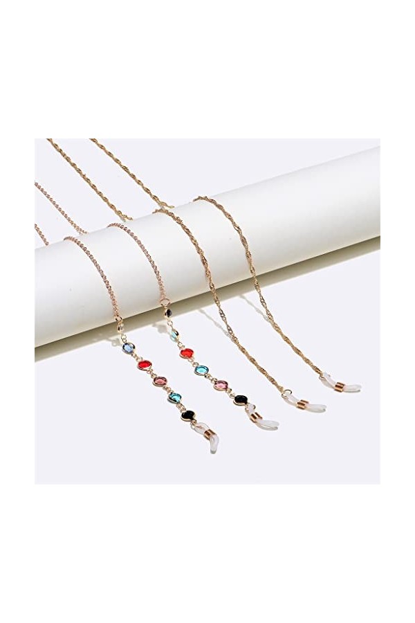 DOUBAO Ensemble Deux pièces chaîne de Lunettes Vague deau Verre coloré Or Lunettes Corde