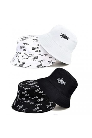 2 Pièces Chapeaux de Seau avec Lettres Chapeaux de Soleil de Plage Pliables Bob de Soleil Chapeaux de Pêcheur Chapeaux de Vis