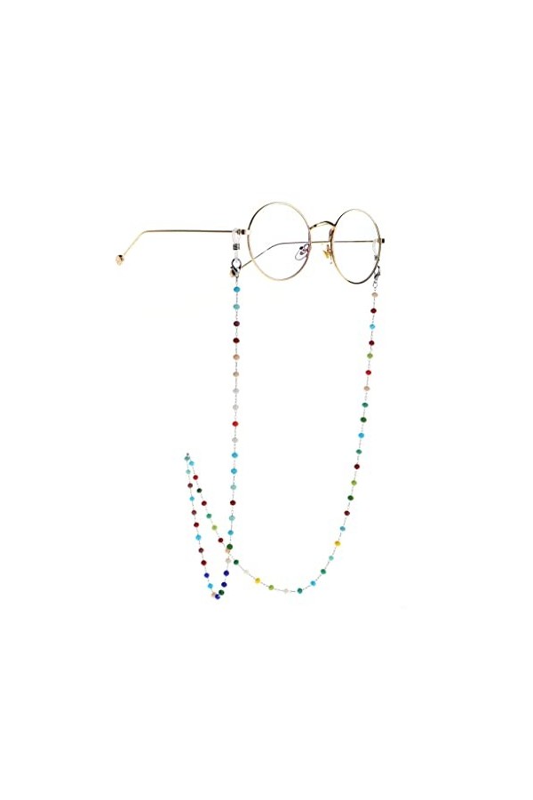 Liuzh Chaîne de lunettes de soleil ronde colorée en acier inoxydable avec cristaux qui ne perd pas facilement sa couleur