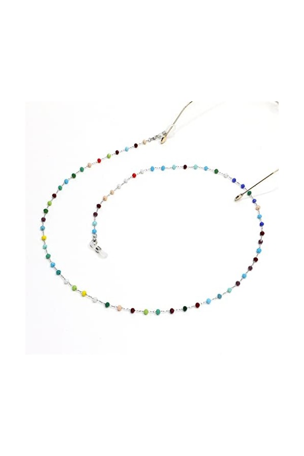 Liuzh Chaîne de lunettes de soleil ronde colorée en acier inoxydable avec cristaux qui ne perd pas facilement sa couleur