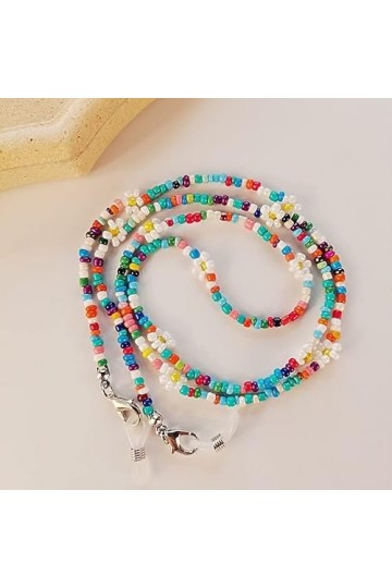 ZLXDP Perles de Couleur mélangée chaîne Lunettes Lunettes Porte-Masque Cordon tissé lanière for Femmes Filles Color : B, Siz