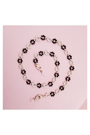 ZLXDP Perle Fleur Lunettes de Soleil chaîne Femmes Romantique Visage Masque chaînes Spectacle Cordon Cou Sangle Color : B, S