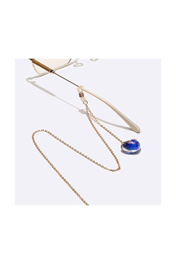 SUNMME Cordon à Lunettes en métal Pendentif Coeur Bleu doré Chaîne à Lunettes