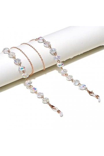 LXXSH Chaîne de lunettes ronde en cristal avec cordon pour lunettes