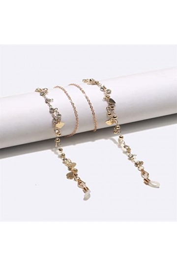 SUNMME Lunettes Corde Peach Heart Transparent Fashion Lunettes de Soleil Chaîne Halter Neck Lunettes Chaîne