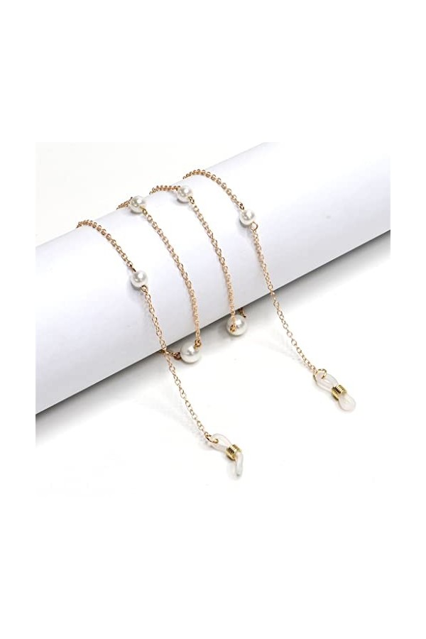 SUNMME Dames Imitation Perle Métal Lunettes Chaîne Mode Lunettes Accessoires Chaîne Silicone Chaîne Antidérapante