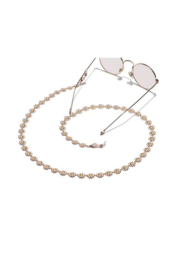 LXXSH Chaîne de lunettes faite à la main en métal avec cordon doré