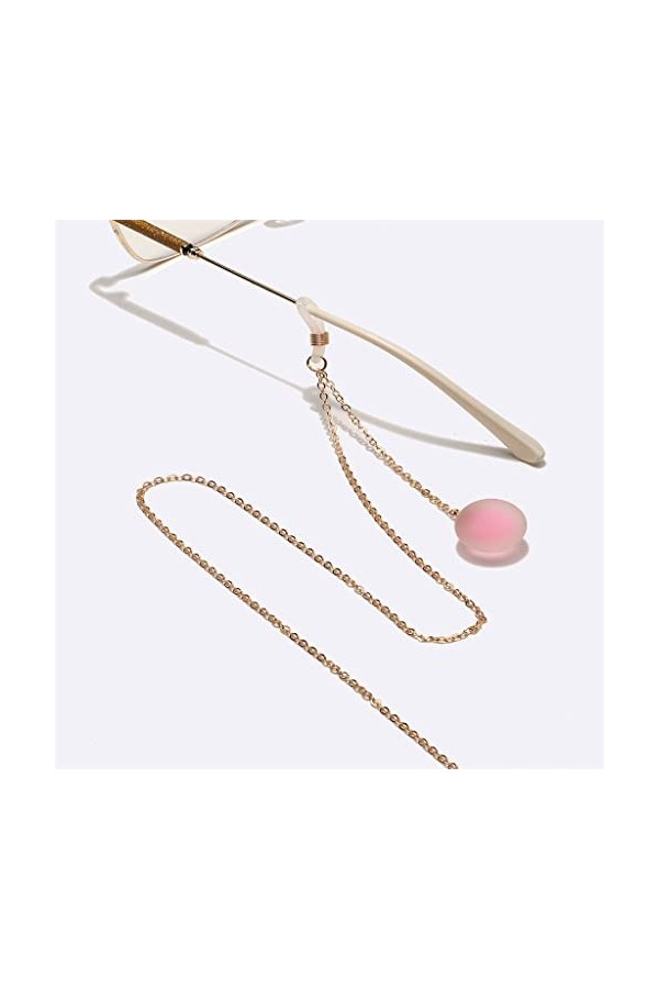 SUNMME Chaîne de Lunettes en métal Populaire Or givré Boule Rose Pendentif chaîne de Lunettes