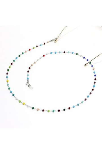 SUNMME La chaîne de Lunettes de Soleil de chaîne dacier Inoxydable de Cristal Rond coloré nest Pas Facile à Perdre la chaîn