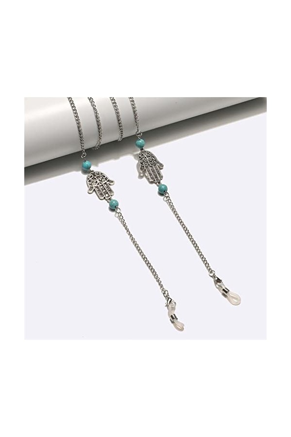 Fashion Palm Turquoise Silver Chain Lunettes Corde Chaîne de Lunettes en métal Anti-Perte