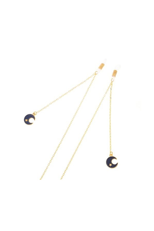 SUNMME Corde à Lunettes en métal Pendentif Lune Noire Chaîne à Lunettes