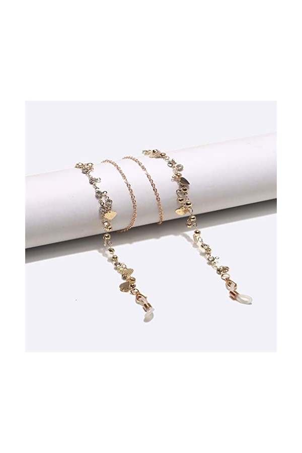 SUNMME Corde à Lunettes Coeur de pêche Chaîne de Lunettes de Soleil à la Mode Transparente Chaîne à Lunettes Suspendue au Cou