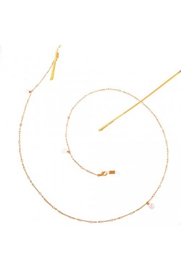 SUNMME Chaîne à la Main en Or Rose chaîne de Lunettes Suspendus Cou Perle Longue Section Lunettes de Lecture chaîne Anti-Pert