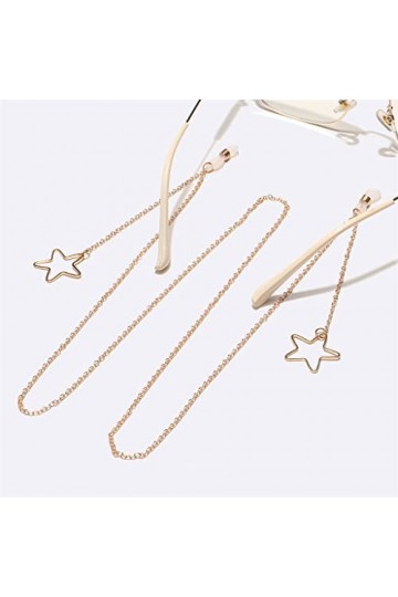SUNMME Corde à Lunettes en métal Pendentif étoile Creuse en Or chaîne à Lunettes Faite à la Main