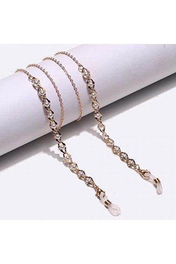 SUNMME Corde à Lunettes en métal Or Perle épaisse Faite à la Main chaîne à Lunettes Corde à Lunettes