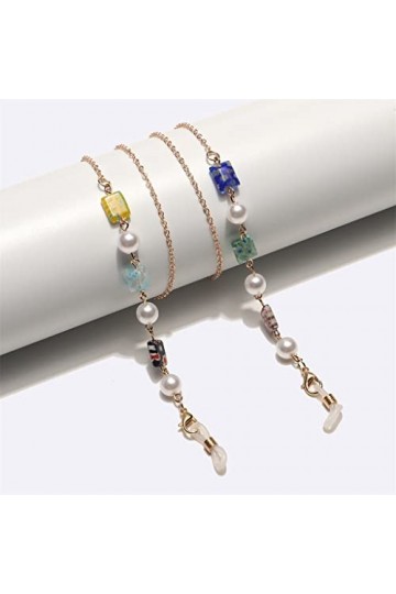 SUNMME Or Perle Rectangulaire Fait Main Lunettes Chaîne Lunettes Corde