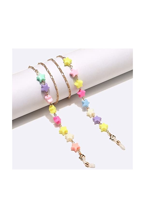 SUNMME Chaîne de Lunettes en Corde de Lunettes en métal Pas Facile à décolorer étoile dorée de 8 mm