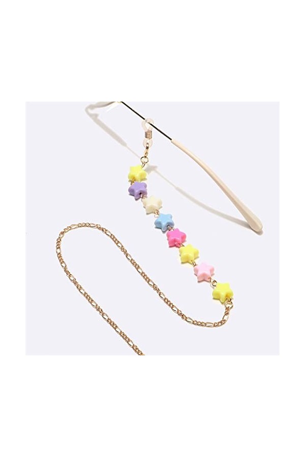 SUNMME Chaîne de Lunettes en Corde de Lunettes en métal Pas Facile à décolorer étoile dorée de 8 mm