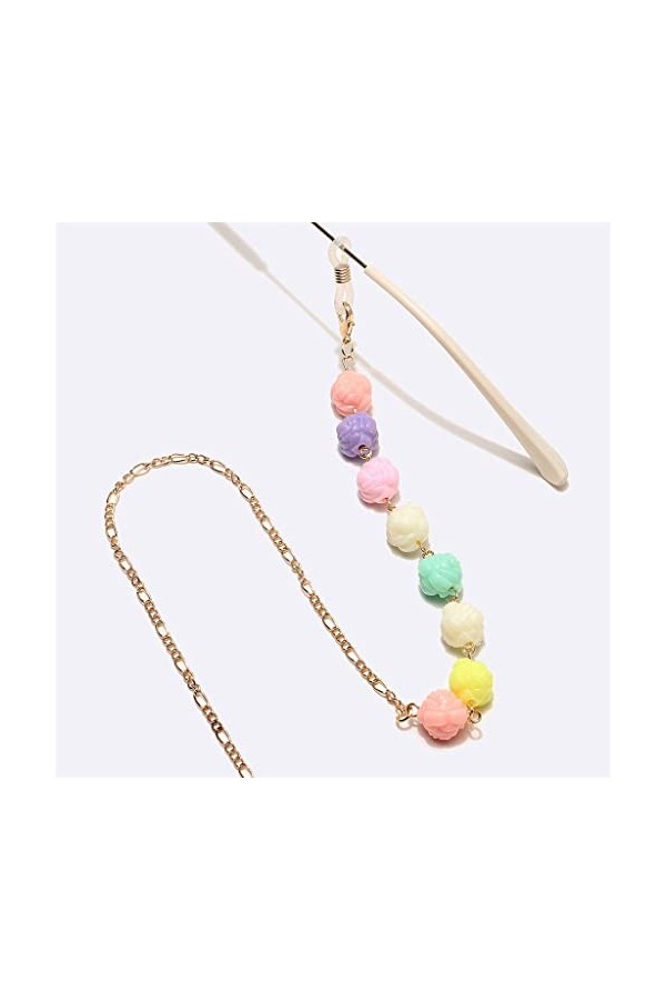 SUNMME Corde à Lunettes en métal Chaîne à Lunettes Ne se décolore Pas Or 8 mm Fleurs
