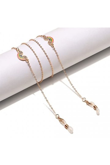 SUNMME Chaîne de Lunettes Arc-en-Ciel doré européen et américain Corde à Lunettes antidérapante