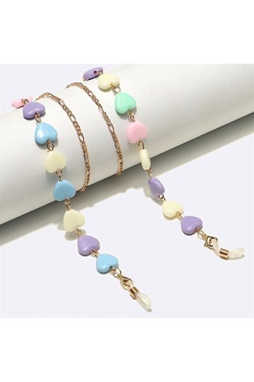 SUNMME Chaîne de Lunettes en Corde de Lunettes en métal Pas Facile à décolorer Or 8mm Coeur de pêche