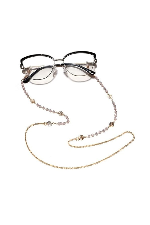 XOUVY Chaîne de Lunettes de Soleil Lecture Plaque de Fleur Suspendue Lunettes nacrées chaîne Porte-Masque Nouveau Style Acces