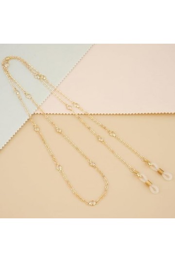 OQHAIR Lunettes de soleil à suspendre Lunettes de cou Corde à suspendre Lunettes Corde Strass Rétro Lunettes Pendentif Chaîne